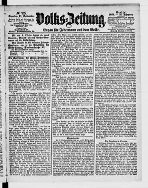 Volks-Zeitung vom 27.09.1868