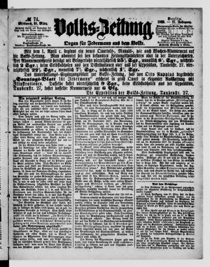 Volks-Zeitung on Mar 31, 1869