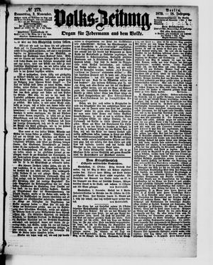Volks-Zeitung vom 03.11.1870
