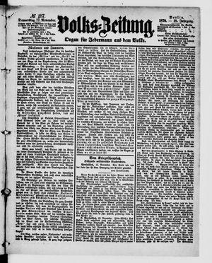 Volks-Zeitung vom 17.11.1870