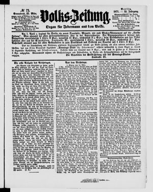 Volks-Zeitung vom 25.03.1871