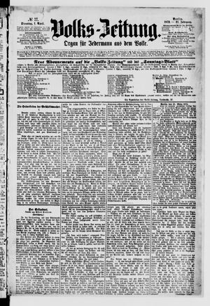 Volks-Zeitung vom 01.04.1873