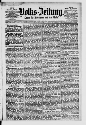 Volks-Zeitung vom 03.04.1873