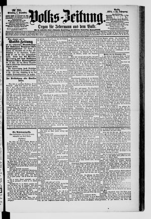 Volks-Zeitung on Dec 1, 1874