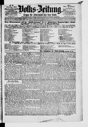 Volks-Zeitung vom 01.04.1875
