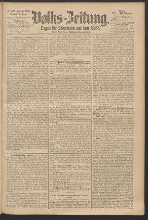 Volks-Zeitung vom 06.08.1878