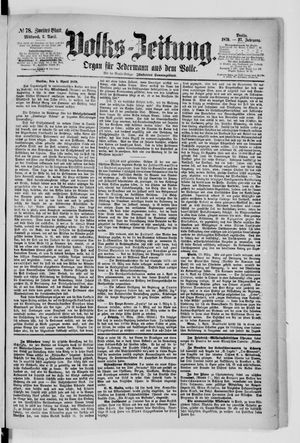 Volks-Zeitung vom 02.04.1879