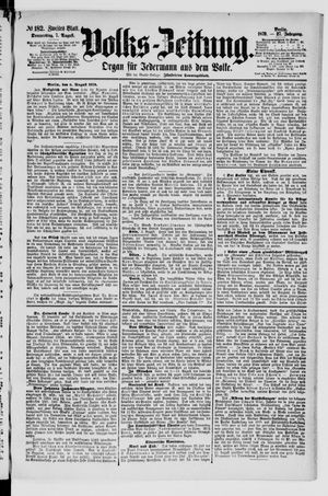 Volks-Zeitung vom 07.08.1879
