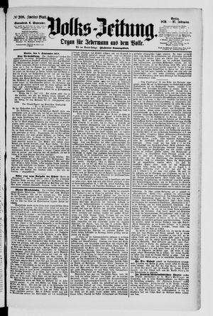 Volks-Zeitung on Sep 6, 1879