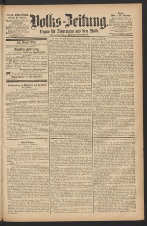 Volks-Zeitung vom 25.02.1881