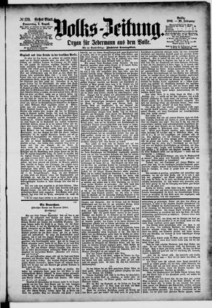 Volks-Zeitung on Aug 3, 1882