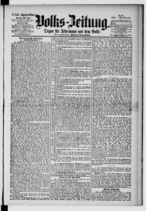 Volks-Zeitung vom 20.06.1884