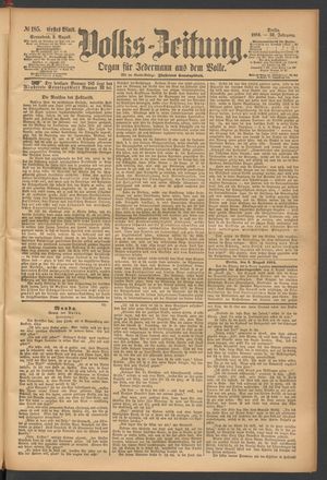 Volks-Zeitung on Aug 9, 1884