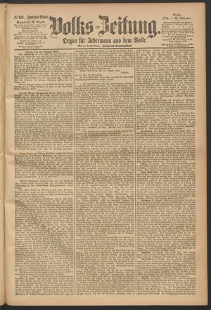 Volks-Zeitung on Aug 16, 1884
