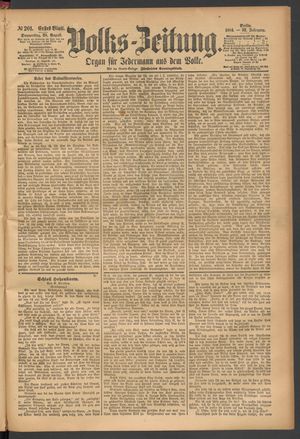 Volks-Zeitung vom 28.08.1884
