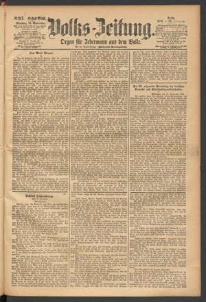 Volks-Zeitung vom 16.09.1884