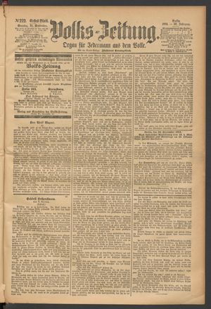 Volks-Zeitung vom 21.09.1884