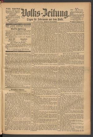 Volks-Zeitung vom 25.09.1884