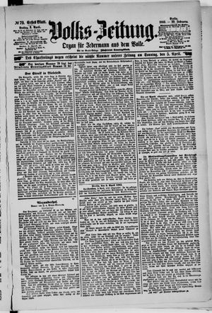 Volks-Zeitung on Apr 3, 1885