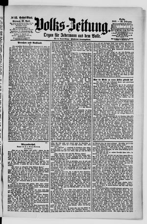 Volks-Zeitung vom 22.04.1885