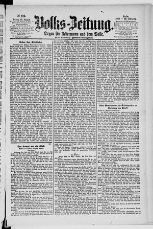 Volks-Zeitung vom 21.08.1885
