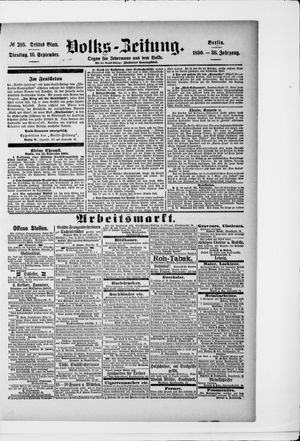Volks-Zeitung vom 16.09.1890