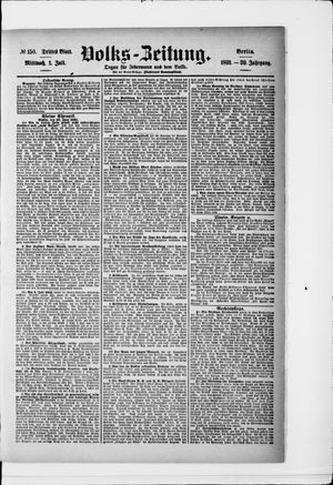 Volks-Zeitung on Jul 1, 1891