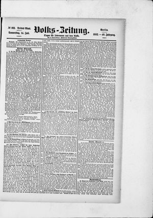 Volks-Zeitung vom 14.07.1892