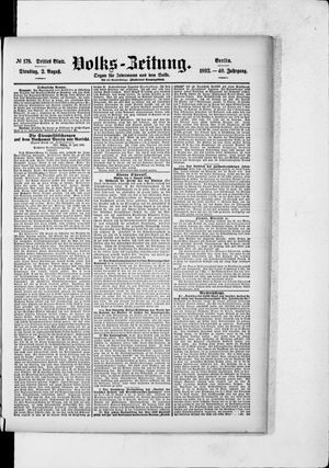Volks-Zeitung vom 02.08.1892
