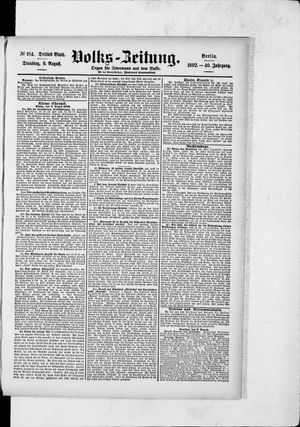 Volks-Zeitung vom 09.08.1892