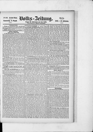 Volks-Zeitung on Aug 11, 1892