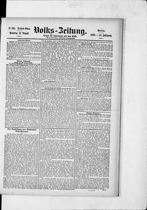 Volks-Zeitung vom 21.08.1892