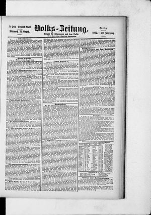 Volks-Zeitung vom 31.08.1892