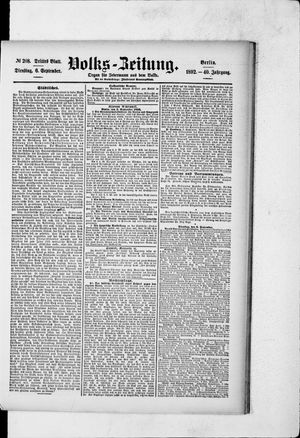 Volks-Zeitung vom 06.09.1892