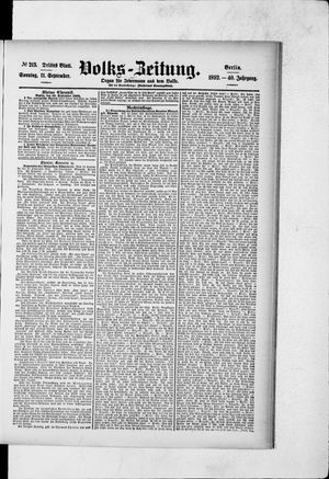 Volks-Zeitung vom 11.09.1892
