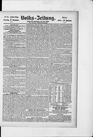 Volks-Zeitung vom 13.09.1892