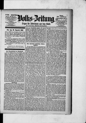 Volks-Zeitung vom 20.09.1892
