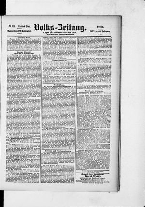 Volks-Zeitung vom 22.09.1892
