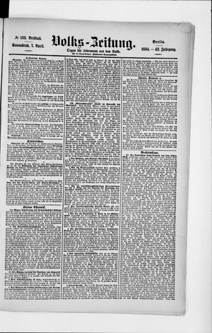 Volks-Zeitung vom 07.04.1894