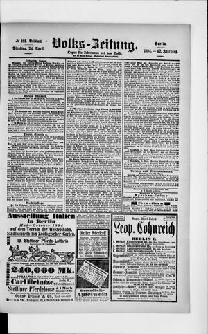 Volks-Zeitung vom 24.04.1894