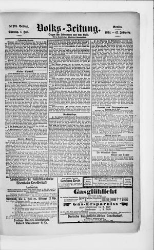 Volks-Zeitung on Jul 1, 1894