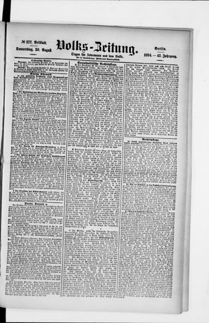 Volks-Zeitung on Aug 30, 1894