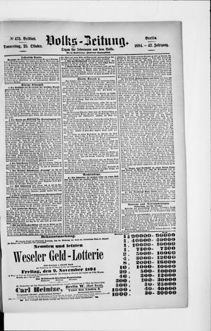 Volks-Zeitung vom 25.10.1894