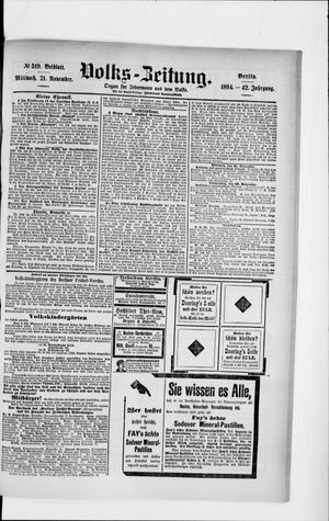 Volks-Zeitung vom 21.11.1894