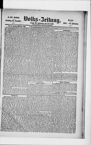Volks-Zeitung vom 25.12.1894
