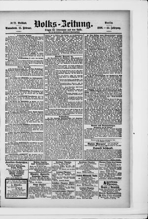 Volks-Zeitung on Feb 15, 1896