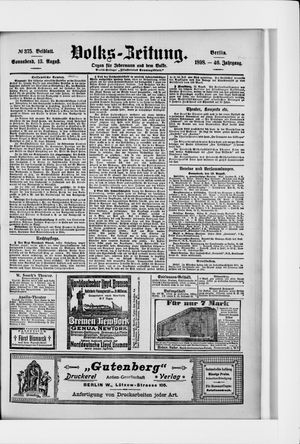 Volks-Zeitung on Aug 13, 1898