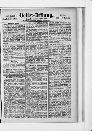 Volks-Zeitung on Feb 10, 1900
