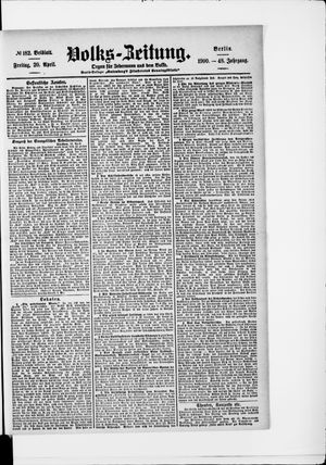 Volks-Zeitung vom 20.04.1900