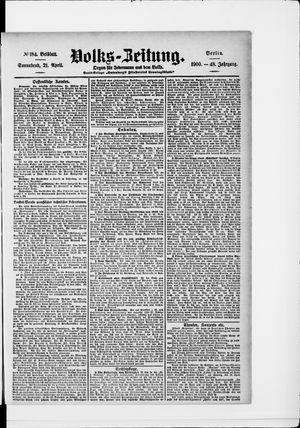 Volks-Zeitung on Apr 21, 1900